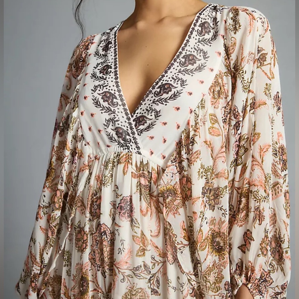 Anthropologie V Neck Long Sleeve Maxi Dress - Picture 8 of 8